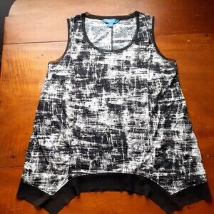 Simply Vera Wang shirt m black white tank top tunic sleeveless summer blouse